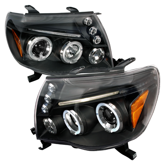 05-11 Toyota TACOMA Black Dual Halo Projector LED Headlights