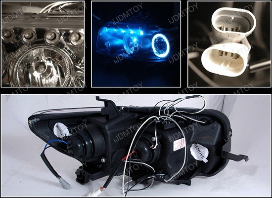 08-10 Scion XB Chrome Housing Dual Halo Angel Eyes Projector LED Headlights