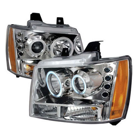 07-10 Chevrolet AVALANCHE Chrome Housing Dual CCFL Halo Angel Eyes Projector Headlights