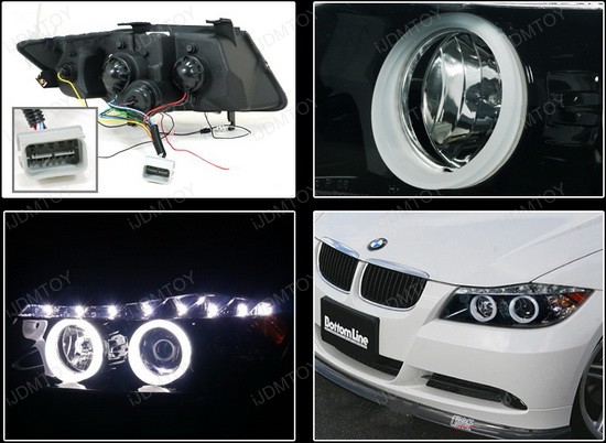 2006 2007 2008 Bmw E90 3 Series Black R8 Halo Projector