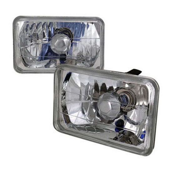 Universal Fit 4" x 6" Chrome Finishing Crystal Headlight Lamps
