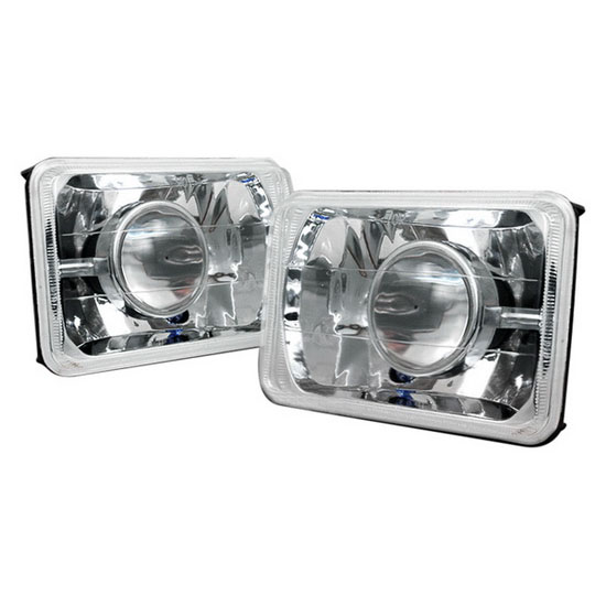 Universal Fit 4" x 6" Chrome Crystal Projector Headlight Lamps