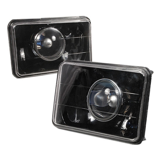 Universal Fit 4" x 6" Black Housing Projector Headlight Lamps