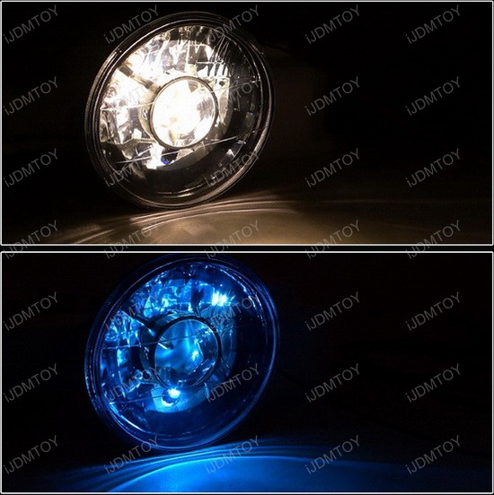 Universal Fit 7" Round Black Housing Projector Headlight Lamps