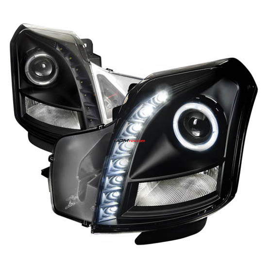 03 07 Cadillac Cts Black Dual Halo Projector Led Headlights