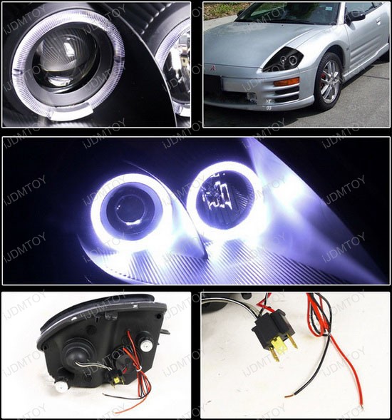 0005 Mitsubishi ECLIPSE Black Halo Angel Eyes Projector Headlights