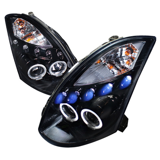 03-05 Infiniti G35 2DR COUPE Smoked Lens Dual Halo Angel Eyes Projector LED Headlights