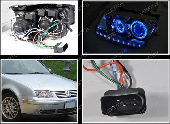 99 04 Volkswagen Jetta Chrome R8 Projector Headlights 1999 2004 Volkswagen Jetta Chrome Housing R8 Style Projector Led Headlights