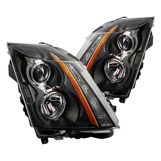 08 12 Cadillac Cts Black Housing Projector Headlights
