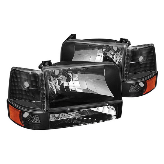 92 96 Ford F150 Bronco Black Housing Euro Headlights 1992 1996 Ford F150 Bronco Black Housing Euro Headlights