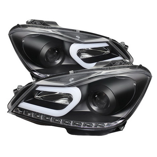 1213 Mercedes Benz W204 CClass Black LED DRL Projector Headlights