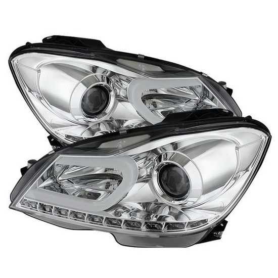 1213 Mercedes Benz W204 CClass Chrome LED DRL Projector Headlights