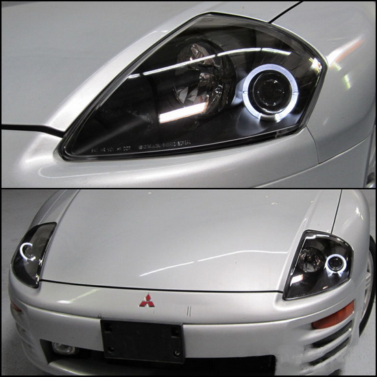 200005 Mitsubishi Eclipse Black LED Halo Projector Headlights