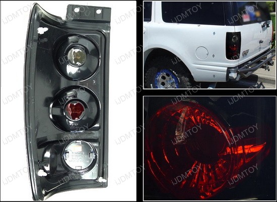 97 02 Ford Expedition Black Housing Euro Style Tail Lights 1997 2002 Ford Expedition Black Housing Smoke Lens Euro Style Tail Lights