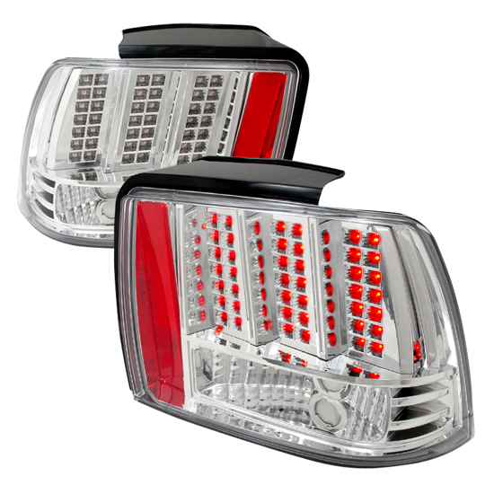 99-04 Ford MUSTANG Chrome Housing LED Tail Lights