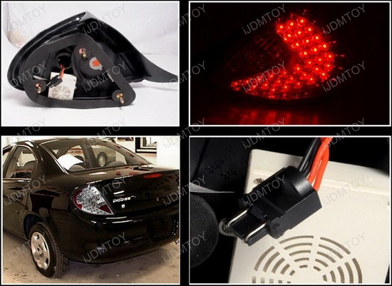 2000 2002 Dodge Neon Chrome Housing Euro Style Led Tail Lights