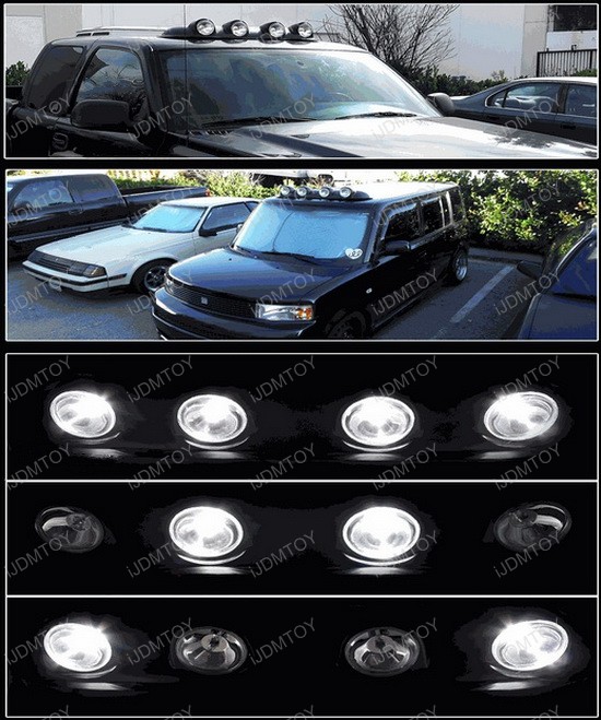 Universal Fit Black Clear Lens OEM Style Roof Fog Lights