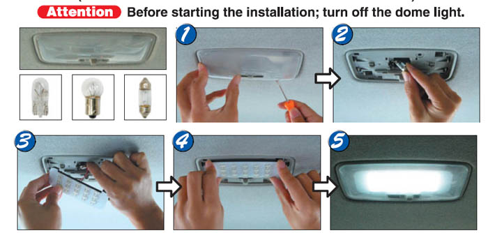 How to install the LED panel light for car interior