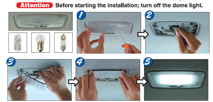 Universal LED Interior Map Dome Panel Light DIY Installation Guide —  iJDMTOY.com